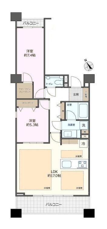 その他 2LDK+S、専有面積69.99?、バルコニー面積8.29?