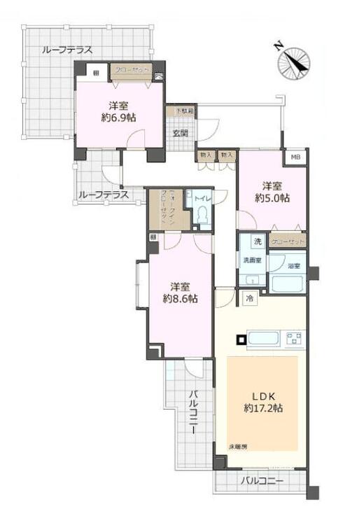 その他 3LDK、専有面積91.8?、バルコニー面積11.65?
