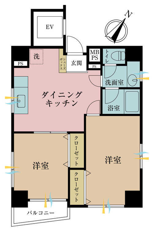 その他 2LDK、専有面積48.19m2、バルコニー面積2.83m2