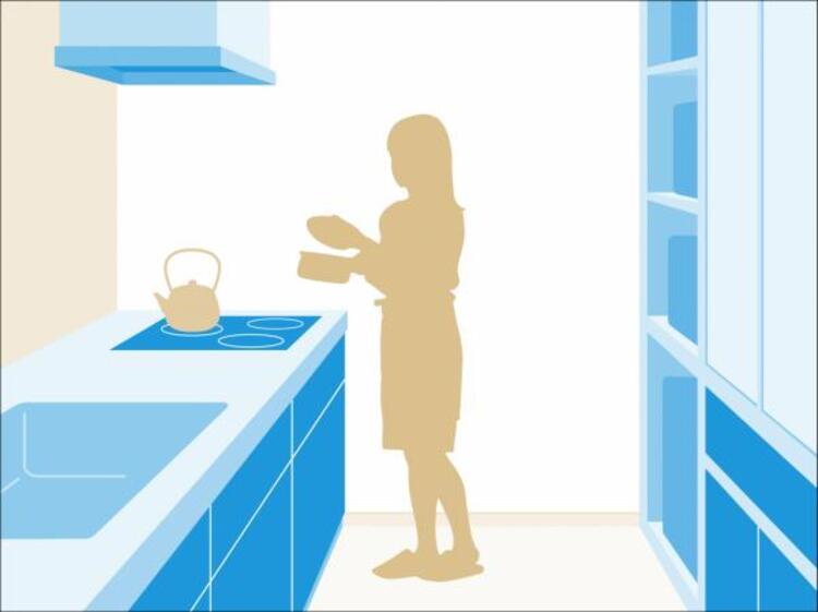 設備 独立キッチンは、お料理に専念でき、ニオイや水はね音がリビングに届きにくいメリットも。リビングから見えづらいため、急な来客時でも慌てて片付ける必要がありません。
