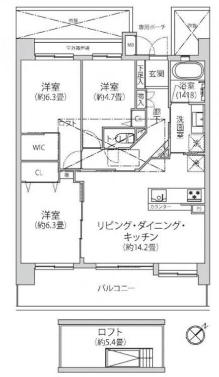間取り 空間を無駄なく使えるロフト設計と、各居室に備えた充実の収納スペース