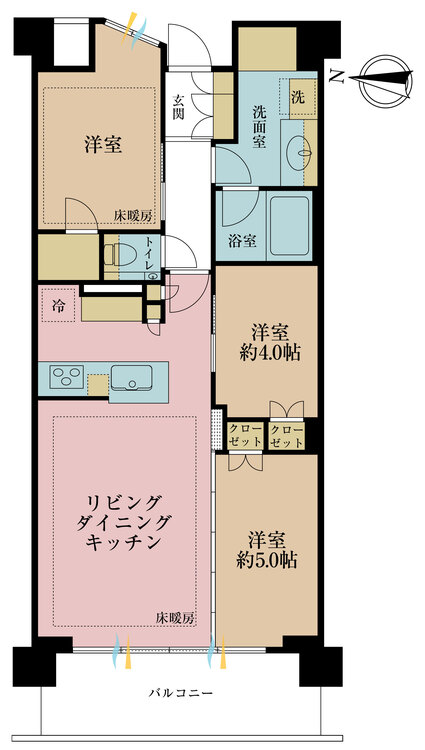 間取り ３ＬＤＫ、専有面積６８．１５平米、バルコニー面積１０．２６平米