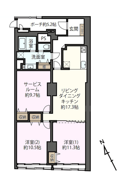 その他 2LDK+S（納戸）、専有面積109.99m2