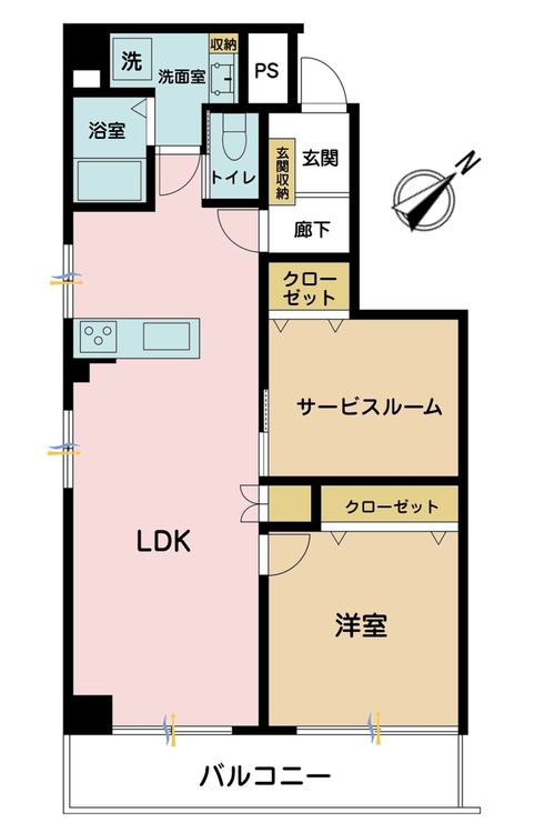 その他 1LDK+S（納戸）、専有面積56.13m2、バルコニー面積7.32m2