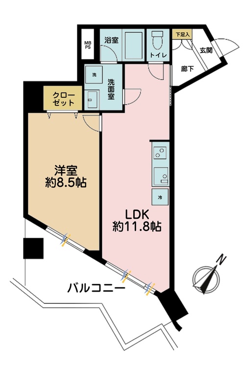 その他 1LDK、専有面積46.1m2、バルコニー面積8.53m2