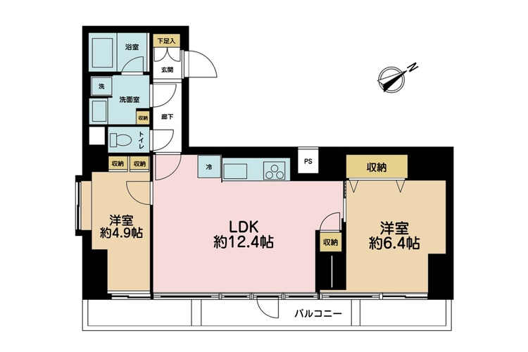 その他 2LDK、専有面積54.27m2、バルコニー面積7.56m2