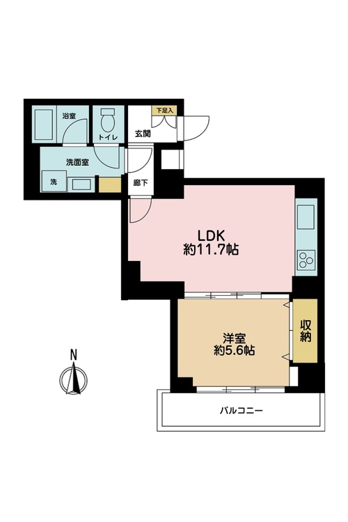 その他 1LDK、専有面積44.65m2、バルコニー面積3.88m2