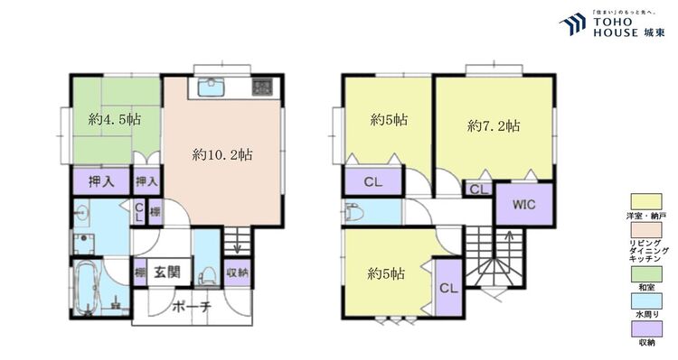 間取り ４ＬＤＫ、土地面積１０７．６平米、建物面積８２．８平米
