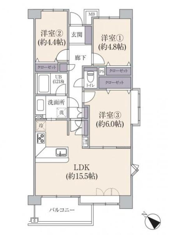 間取り 間取図　3LDK