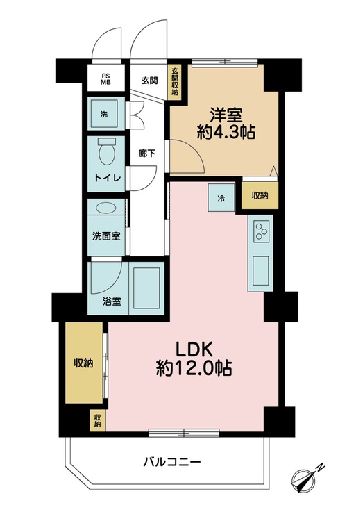 その他 1LDK、専有面積40.05m2、バルコニー面積5.27m2