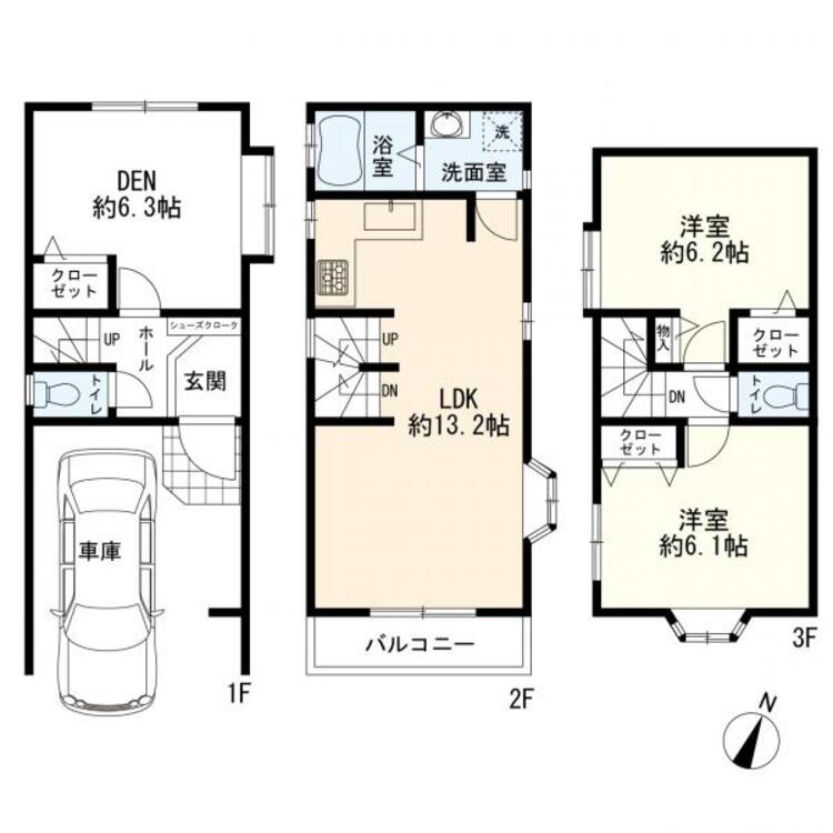 間取り ２ＳＬＤＫ＋車庫