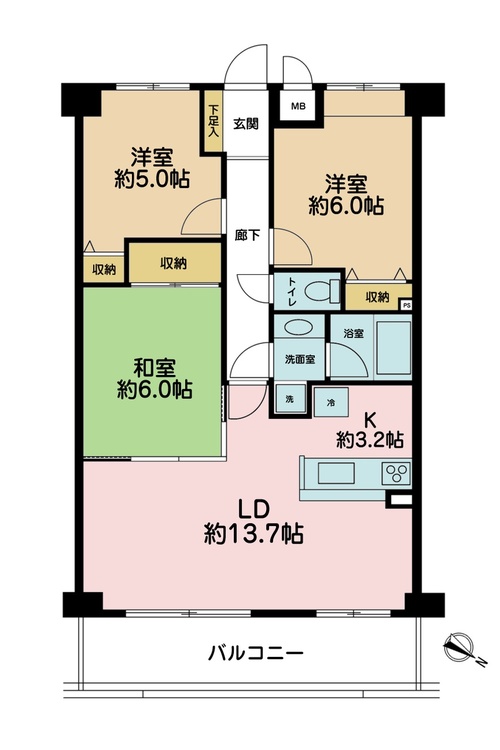 その他 2LDK+S（納戸）、専有面積71.1m2、バルコニー面積9.9m2