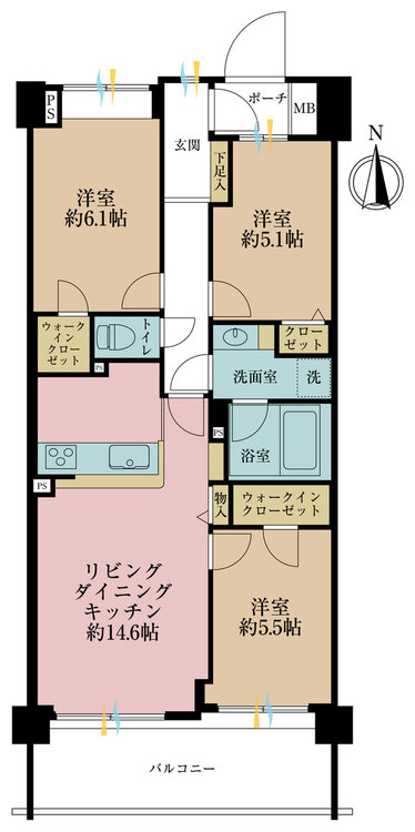 その他 3LDK、専有面積70.97m2、バルコニー面積11.4m2