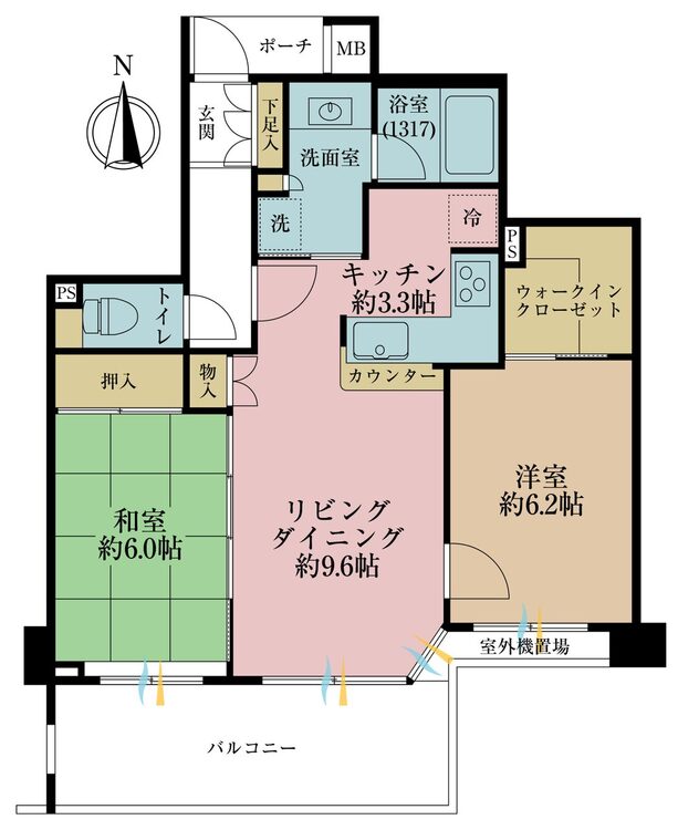 その他 2LDK、専有面積47.45m2、バルコニー面積12.57m2