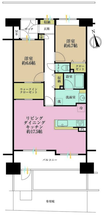 その他 2LDK、専有面積72.68m2、バルコニー面積10.42m2