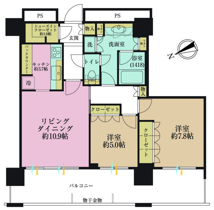 その他 2LDK、専有面積71.59m2、バルコニー面積21.2m2