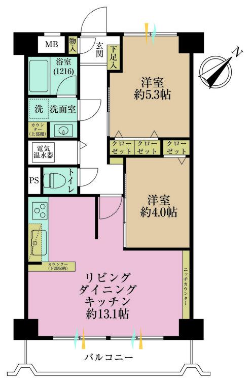 その他 2LDK、専有面積53.46m2、バルコニー面積6.53m2