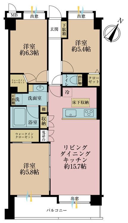 その他 3LDK、専有面積71.4m2、バルコニー面積9.06m2