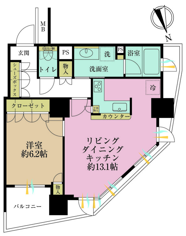 その他 1LDK、専有面積49.32m2、バルコニー面積4.21m2