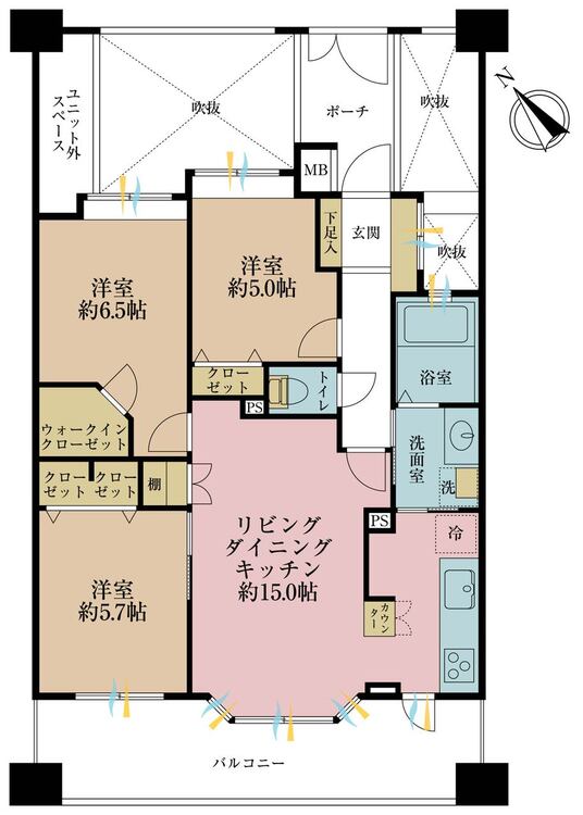 その他 3LDK、専有面積71.64m2、バルコニー面積11.27m2