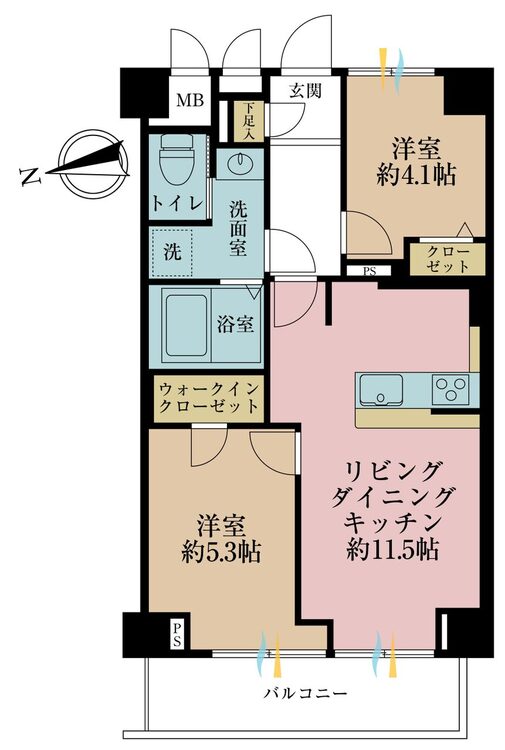 その他 2LDK、専有面積51.15m2、バルコニー面積6.47m2