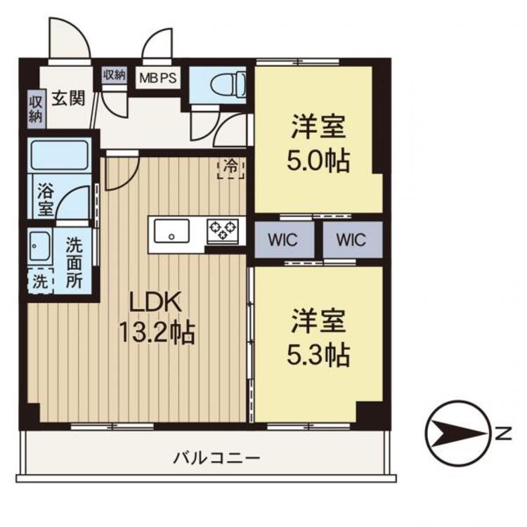 間取り 【間取り図】ウォークインクローゼット２つ付きで収納充実してます！