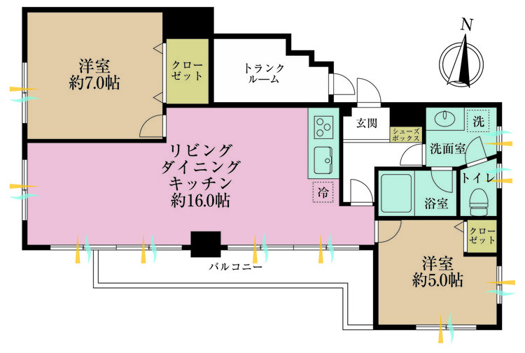 その他 2LDK、専有面積65.76m2、バルコニー面積6.76m2