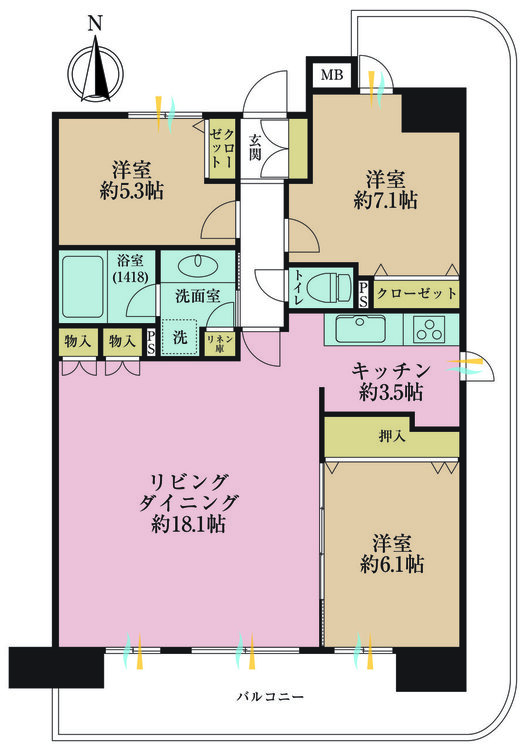 その他 3LDK、専有面積83.83m2、バルコニー面積30.59m2