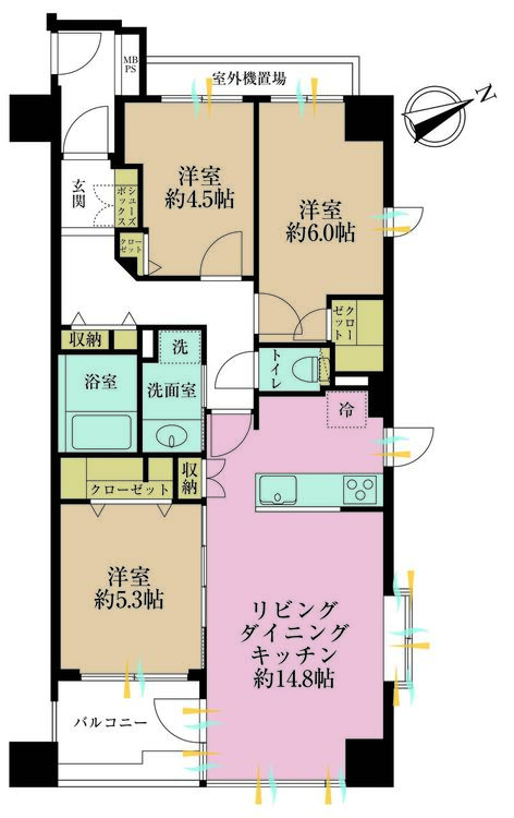 その他 3LDK、専有面積70.31m2、バルコニー面積4.52m2