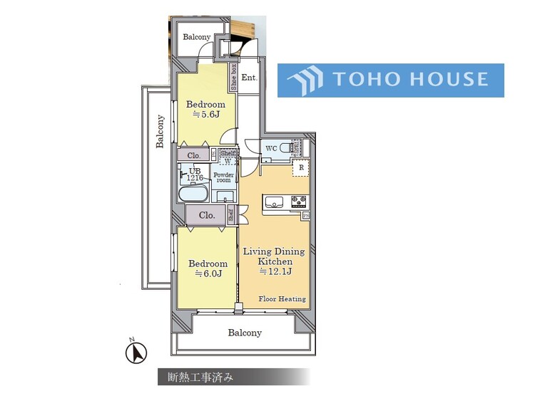 間取り 【house the light is illuminat】採光と風　家事導線も比較的良好で、風通しの良さで過ごしやすい麗(うら)らかな気分にさせてくれるリビング