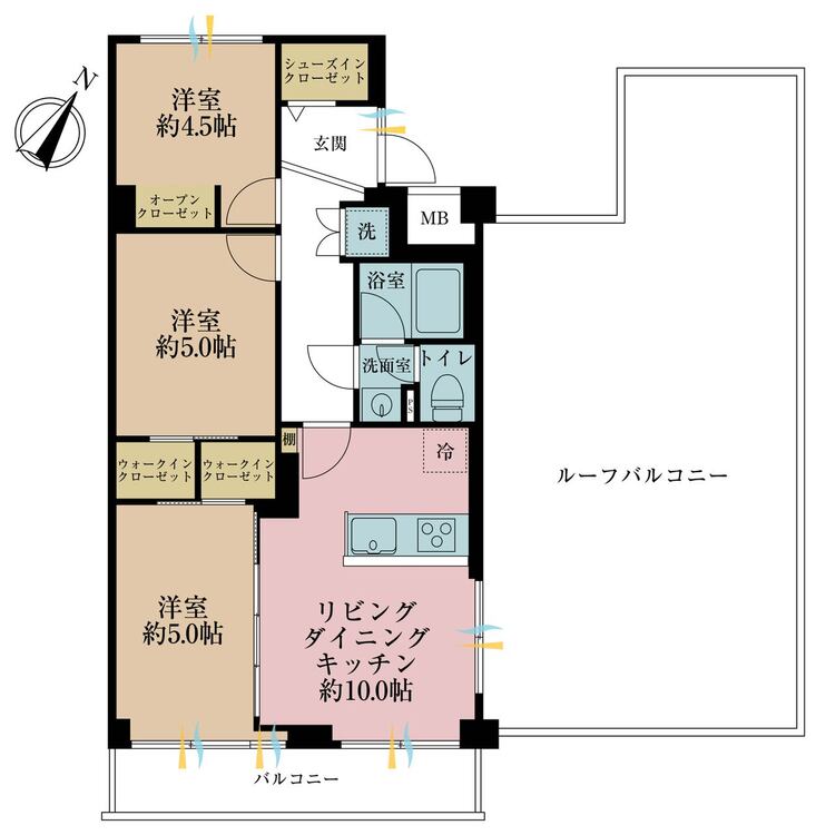その他 3LDK、専有面積58.47m2、バルコニー面積6.72m2