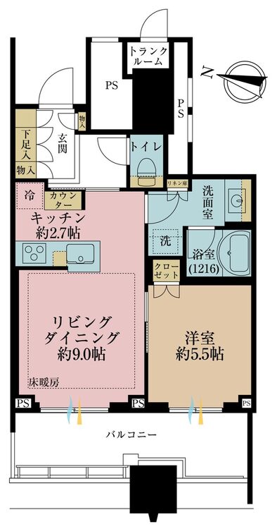 その他 1LDK、専有面積43.32m2、バルコニー面積10.72m2