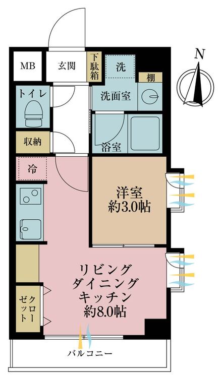 その他 1LDK、専有面積30.71m2、バルコニー面積3.7m2