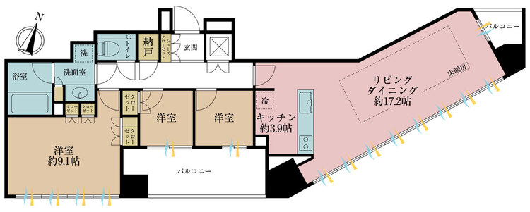 その他 3LDK、専有面積84.62m2、バルコニー面積9.87m2