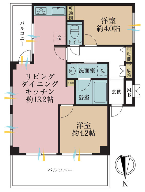 その他 2LDK、専有面積55.84m2