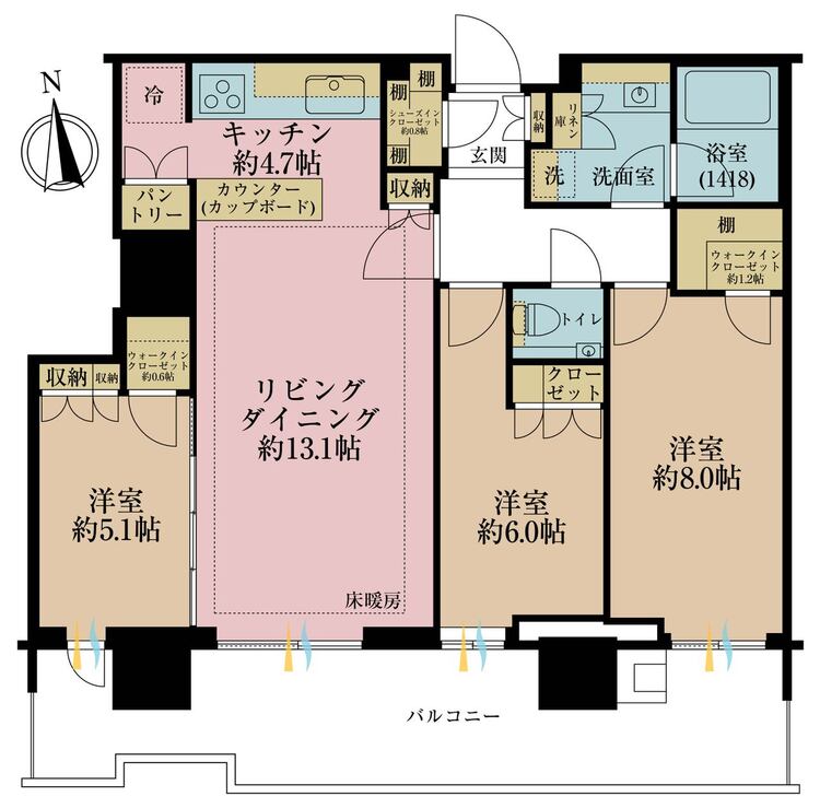 その他 3LDK、専有面積83.18m2、バルコニー面積20.52m2