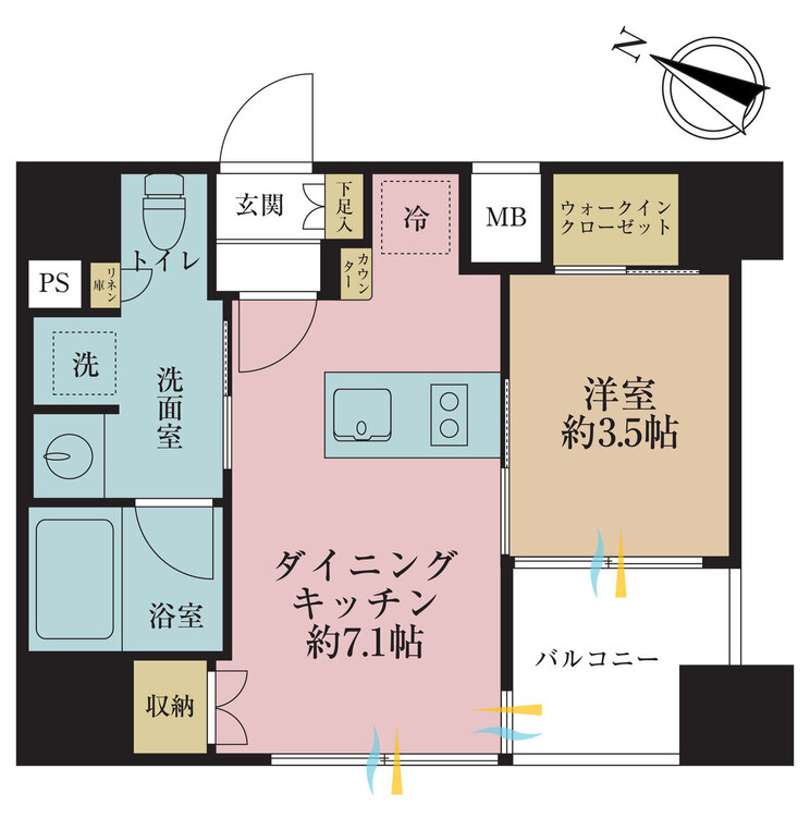 その他 1DK、専有面積30.12m2、バルコニー面積3.6m2