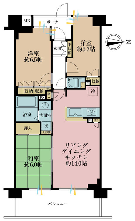 その他 3LDK、専有面積66.27m2、バルコニー面積11.8m2