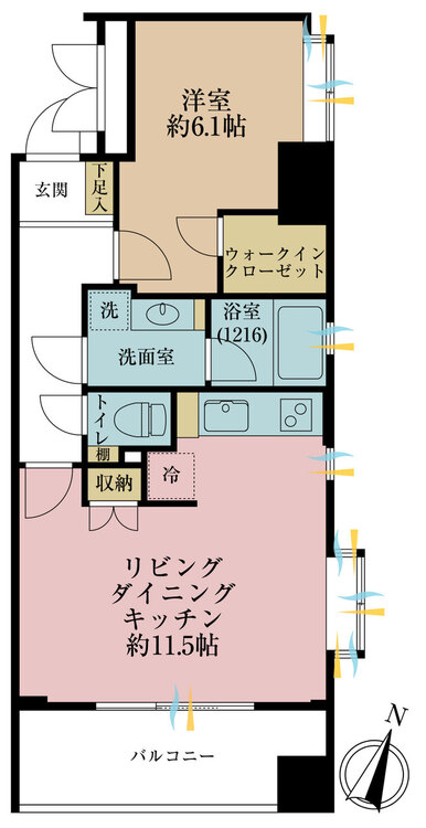 その他 1LDK、専有面積44.1m2、バルコニー面積8.64m2