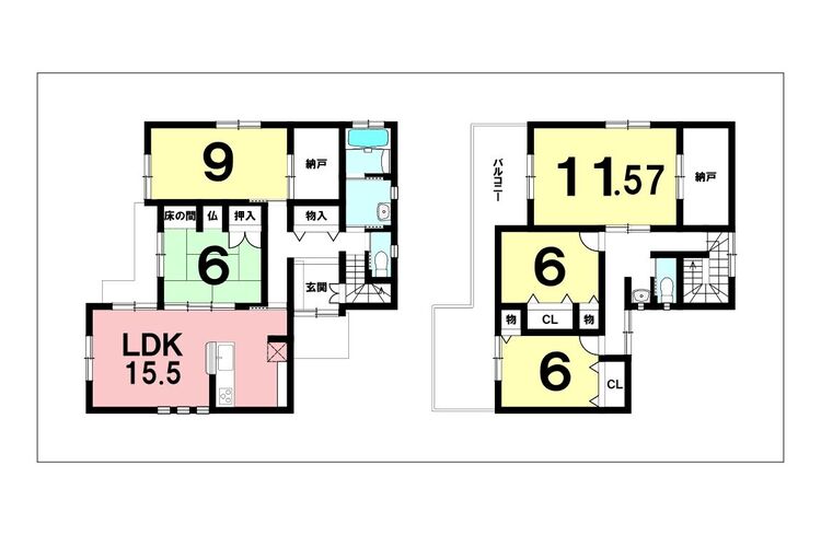 間取り 5LDK＋納戸2か所、全居室南向き、南向きバルコニー【建物面積160.25m2(48.47坪)】
