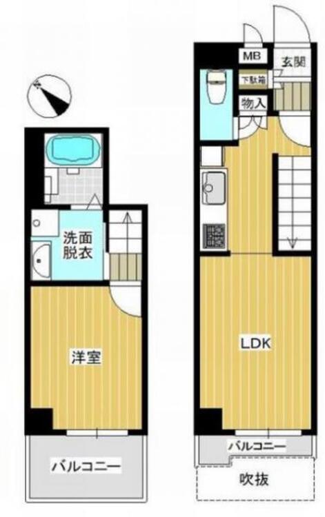 間取り 間取り（１ＬＤＫ＋バルコニー）