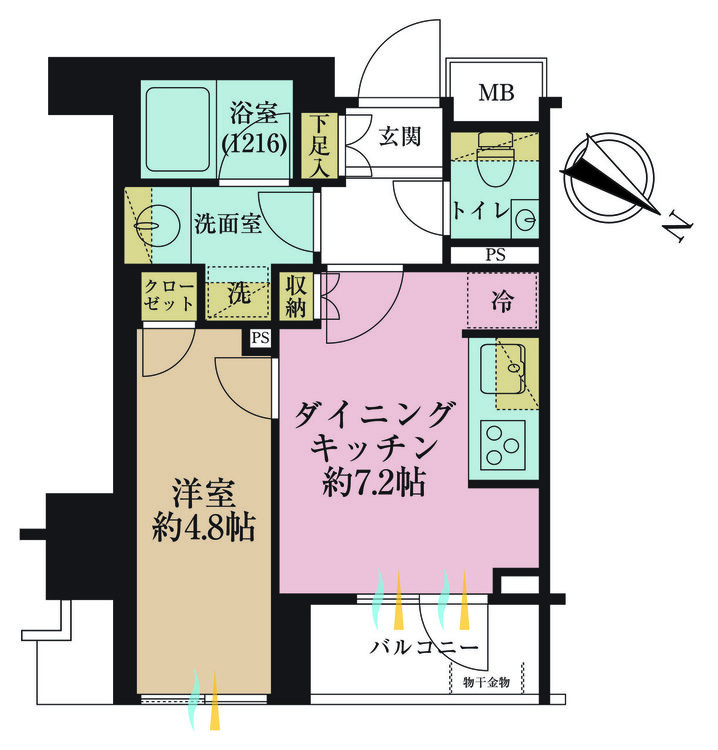 その他 1DK、専有面積32.43m2、バルコニー面積3.38m2