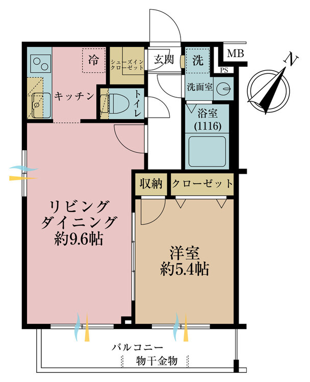 その他 1LDK、専有面積40.26m2、バルコニー面積5.86m2