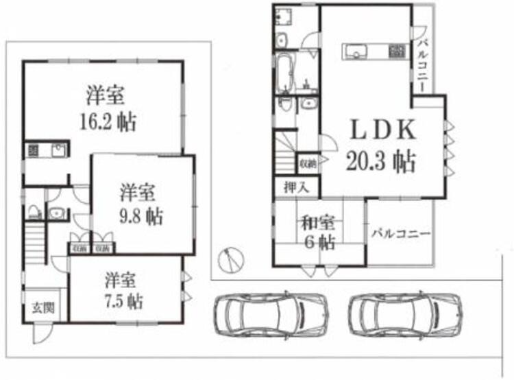 間取り 快適な暮らしにふさわしい全居室6帖以上、心地よい住まい。