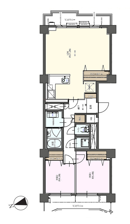 その他 2LDK、専有面積66.96m2、バルコニー面積12.7m2