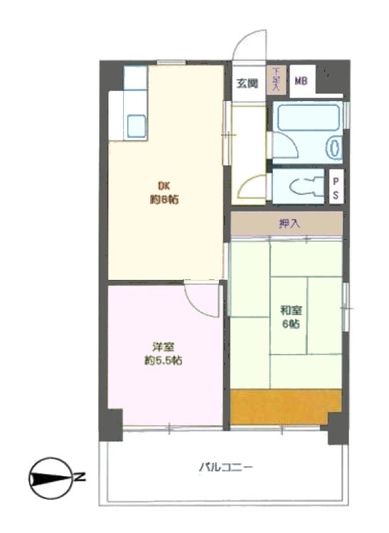 その他 2DK、専有面積47.7m2、バルコニー面積9.54m2