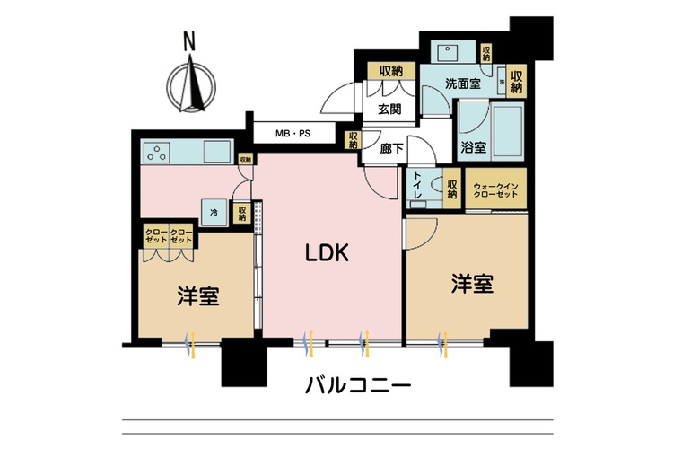 その他 2LDK、専有面積56.19m2、バルコニー面積18.94m2