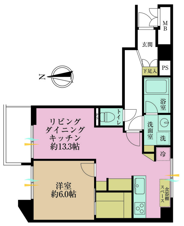 その他 1LDK、専有面積47.91m2、バルコニー面積4.05m2