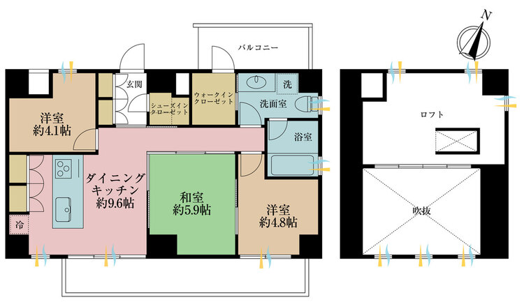 その他 3LDK、専有面積61.8m2、バルコニー面積12m2