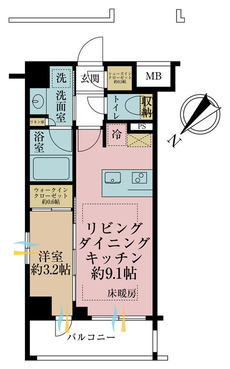 その他 1LDK、専有面積31.52m2、バルコニー面積5.2m2